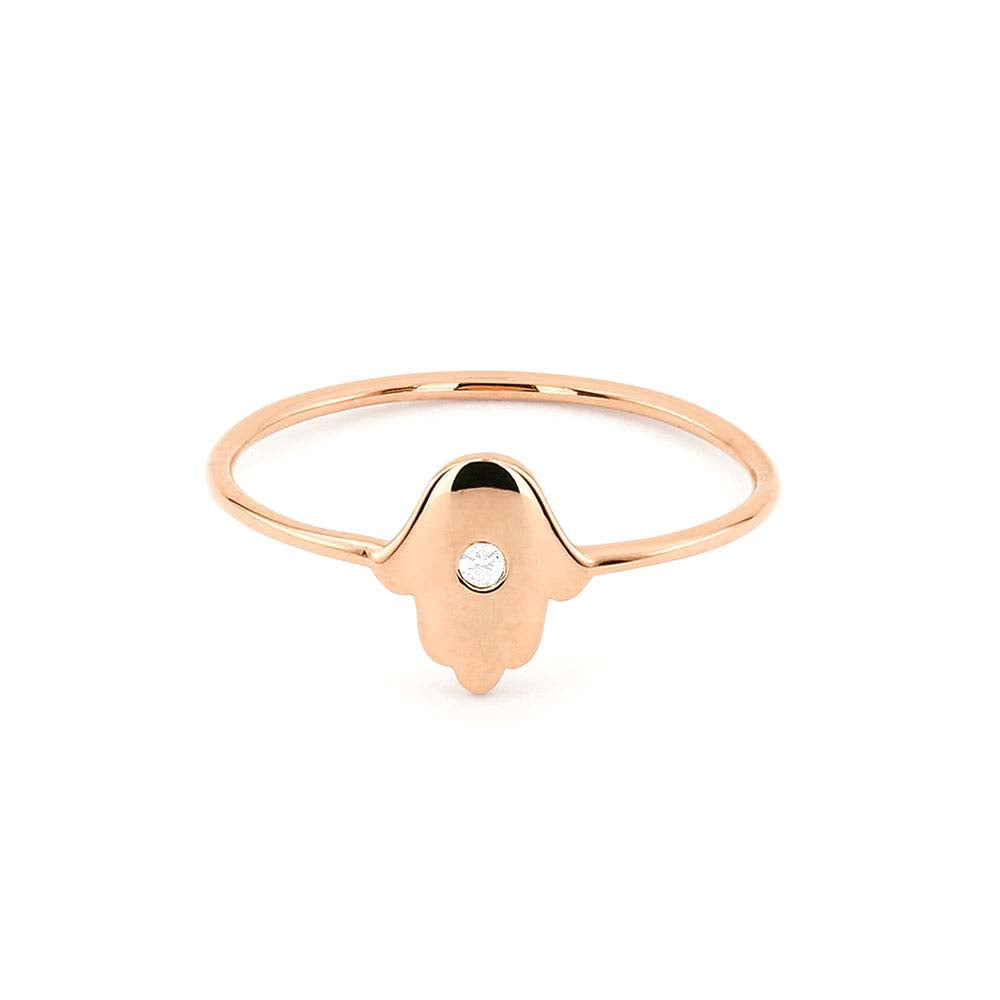 Diamond Hamsa Ring in 14K Gold — view 5
