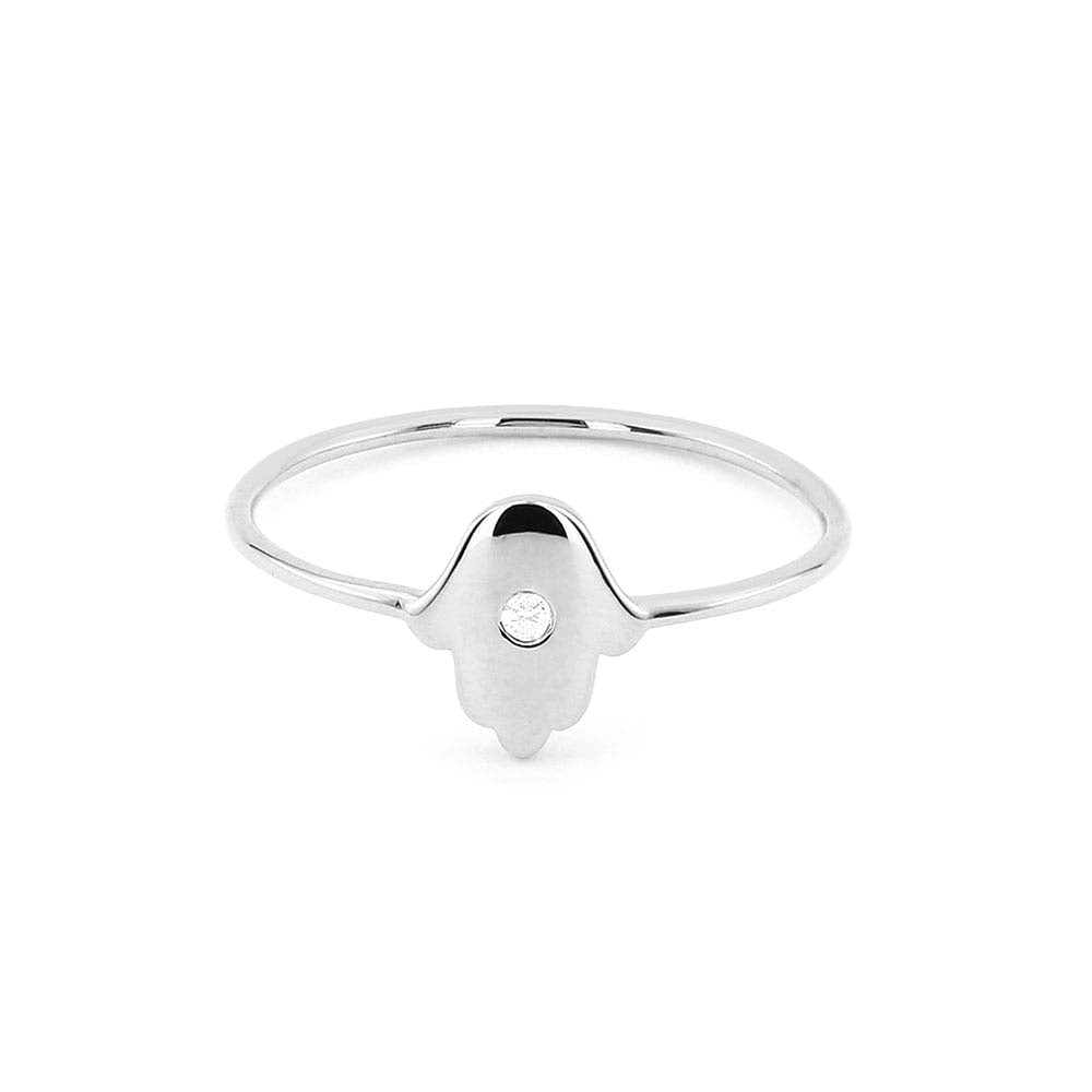 Diamond Hamsa Ring in 14K Gold — view 4