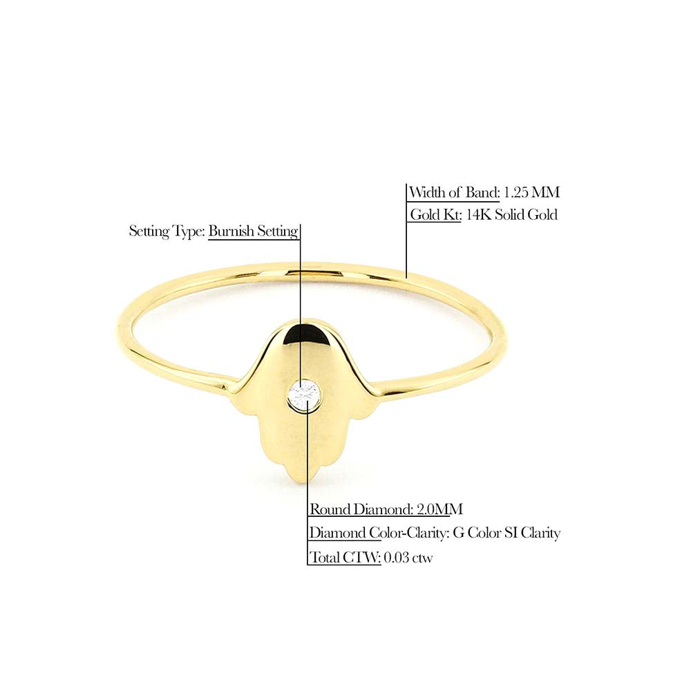 Diamond Hamsa Ring in 14K Gold — view 2