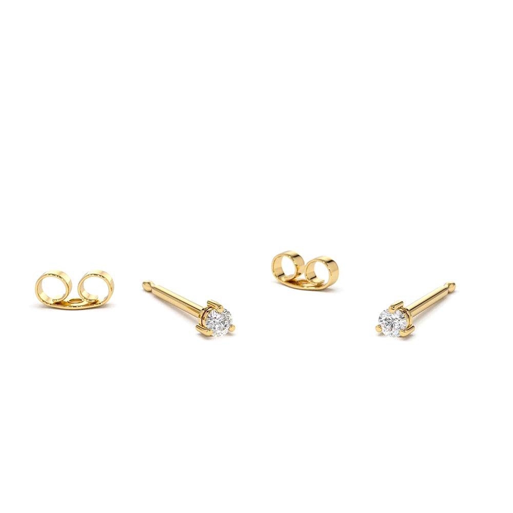Mini Diamond Studs in 14K Gold — view 1