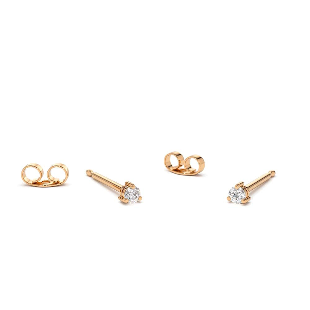 Mini Diamond Studs in 14K Gold — view 3