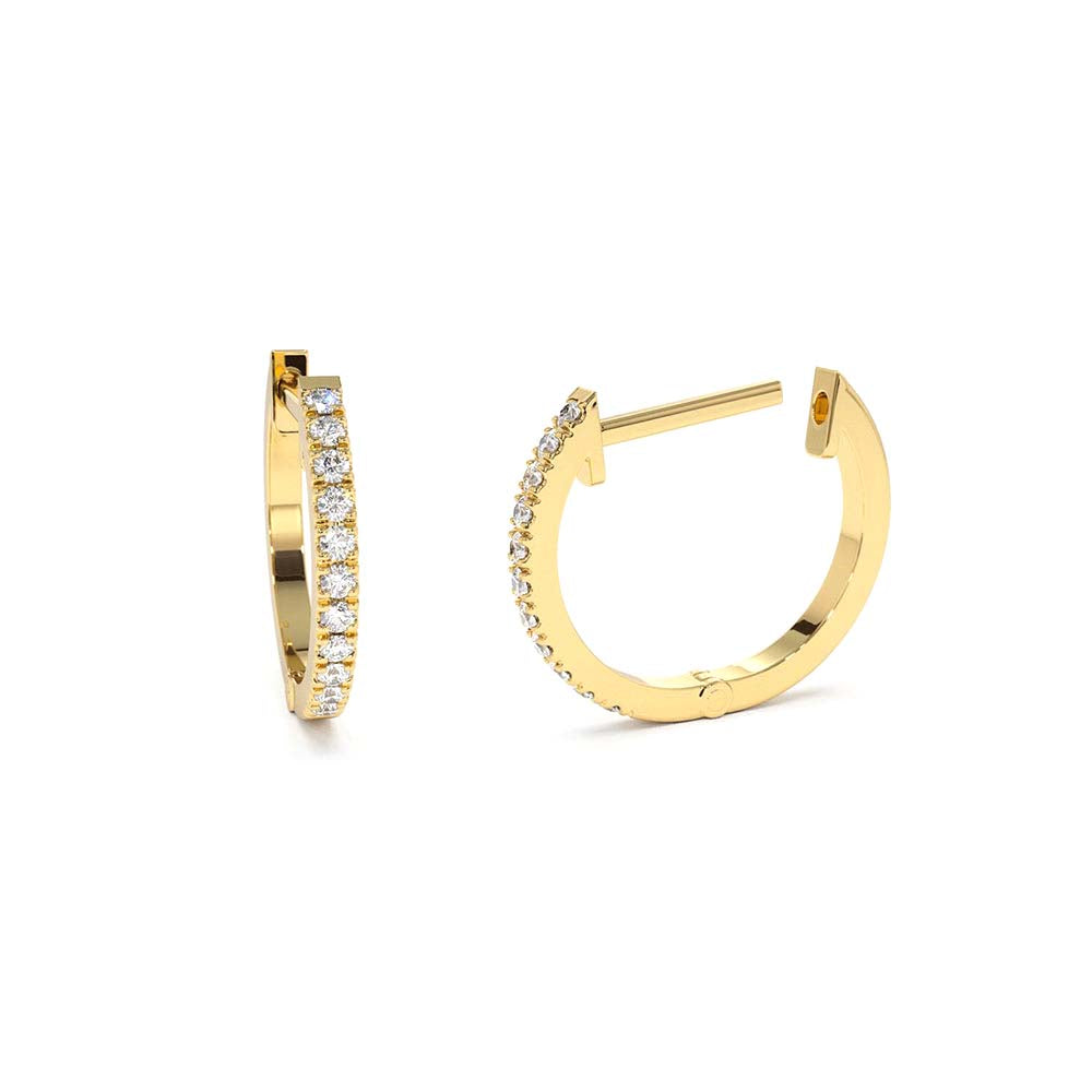 Mini Diamond Huggies Earrings in 14K Gold — view 1