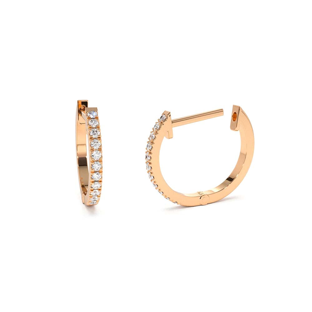 Mini Diamond Huggies Earrings in 14K Gold — view 4