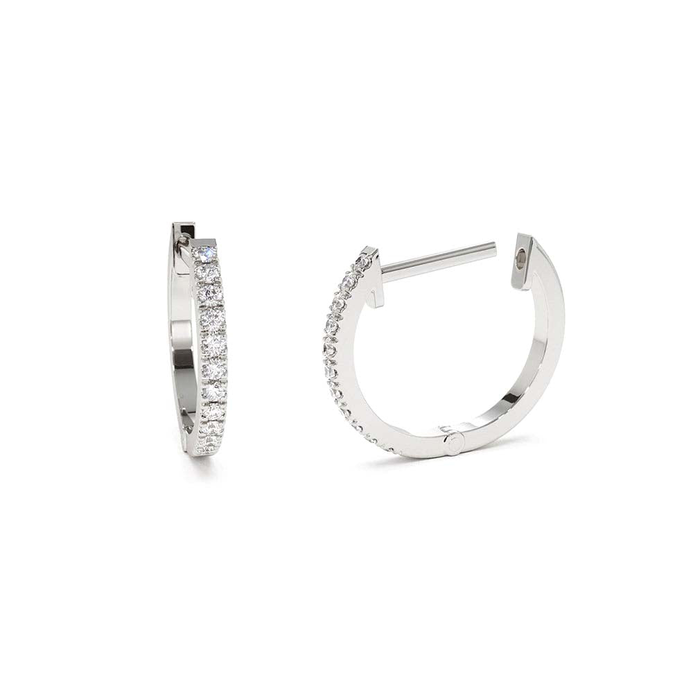 Mini Diamond Huggies Earrings in 14K Gold — view 3