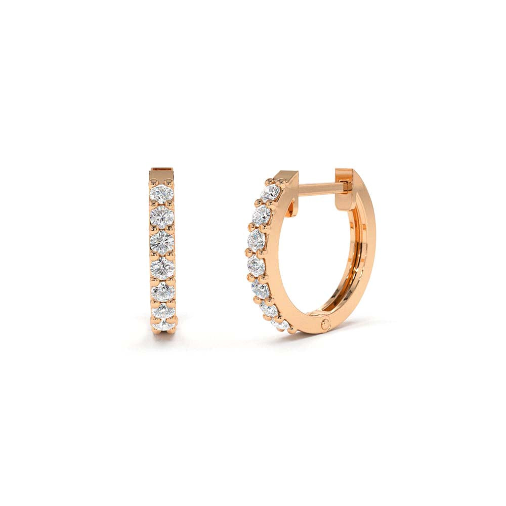 Diamond Hoop Earrings in 14K Gold — view 4