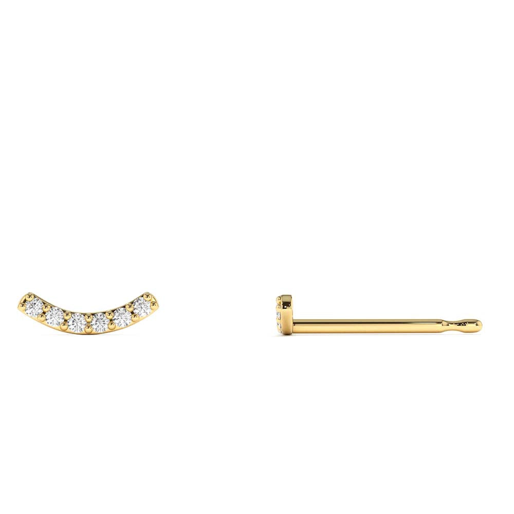 Diamond Curved Bar Stud Earrings in 14K Gold — view 2
