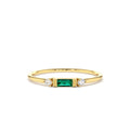 Baguette Emerald with Diamond Ring in 14K Gold — view 1