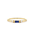 Baguette Blue Sapphire with Diamond Ring in 14K Gold — view 1