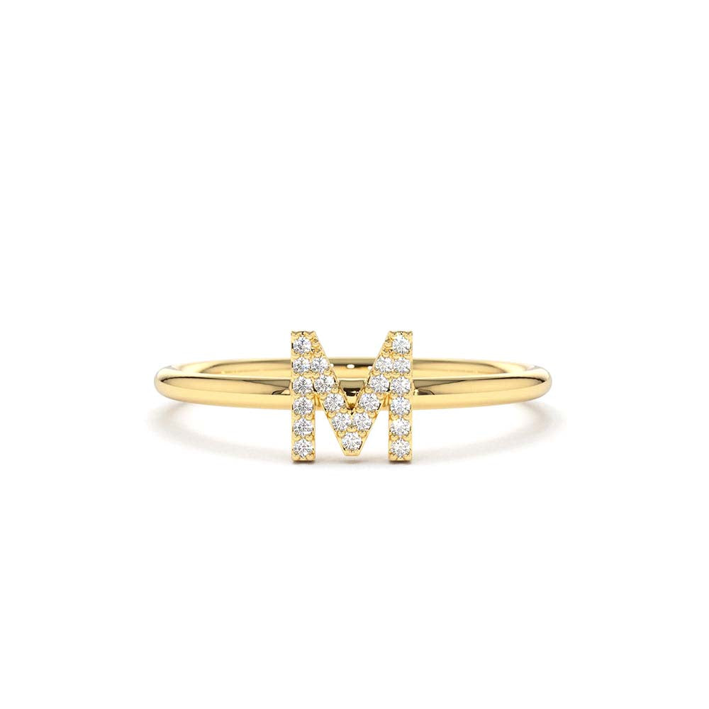 Diamond Initial Ring in 14K Gold — view 1