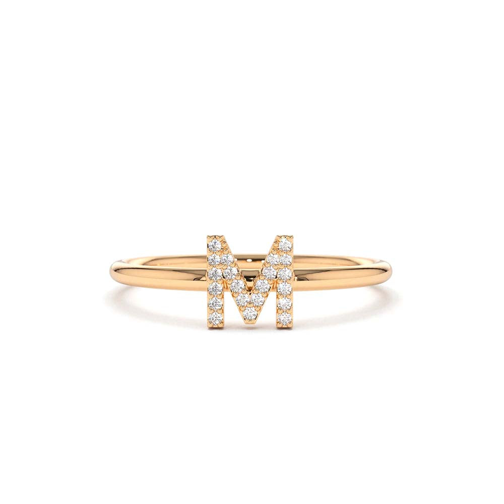 Diamond Initial Ring in 14K Gold — view 4