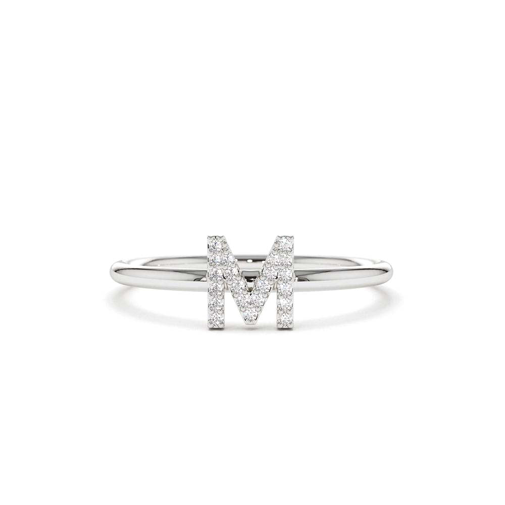 Diamond Initial Ring in 14K Gold — view 3