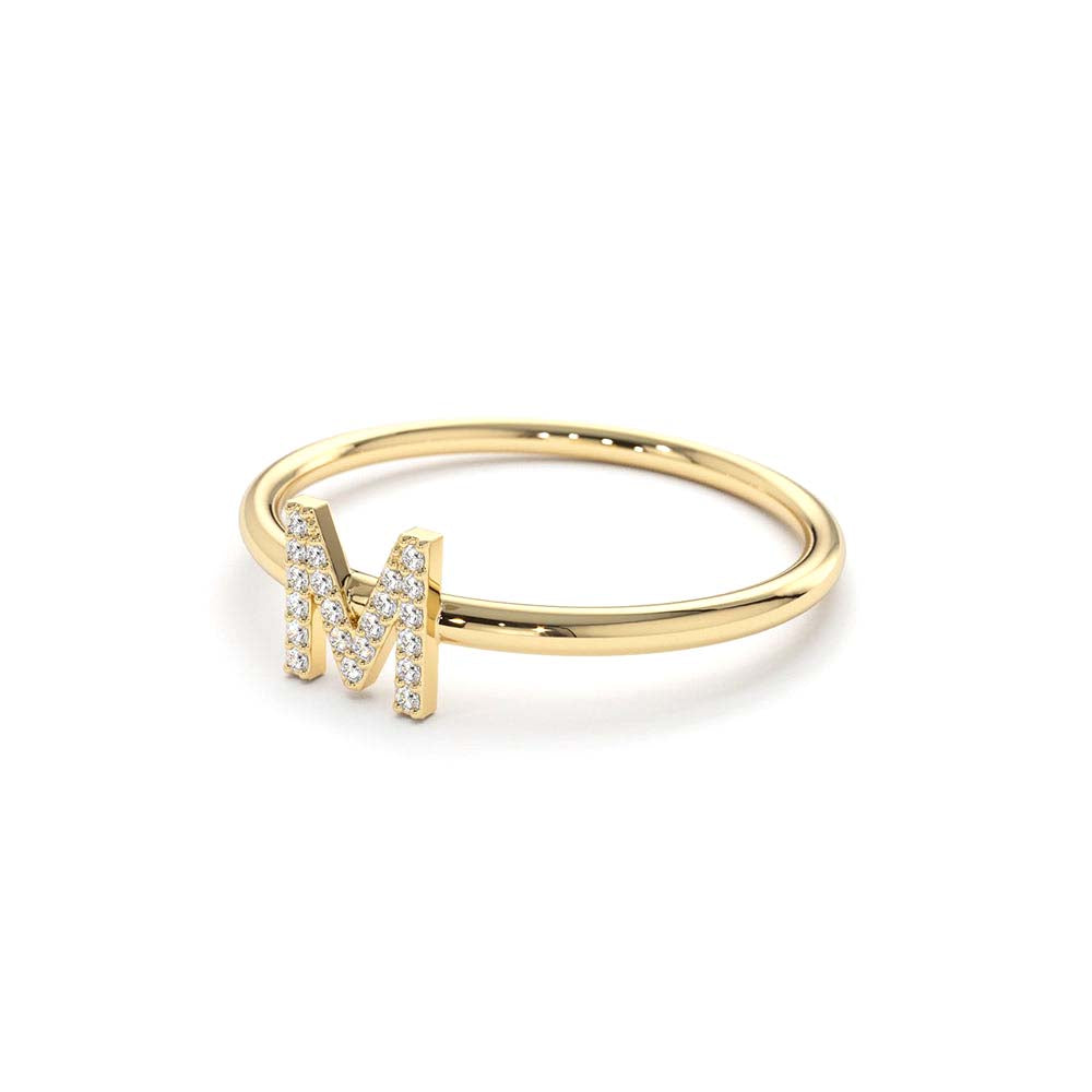 Diamond Initial Ring in 14K Gold — view 2