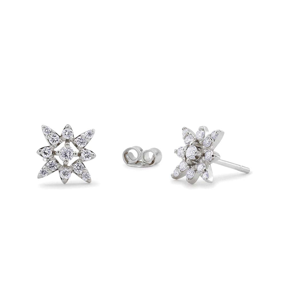 Compass Star Diamond Earrings in 14K Gold — view 2