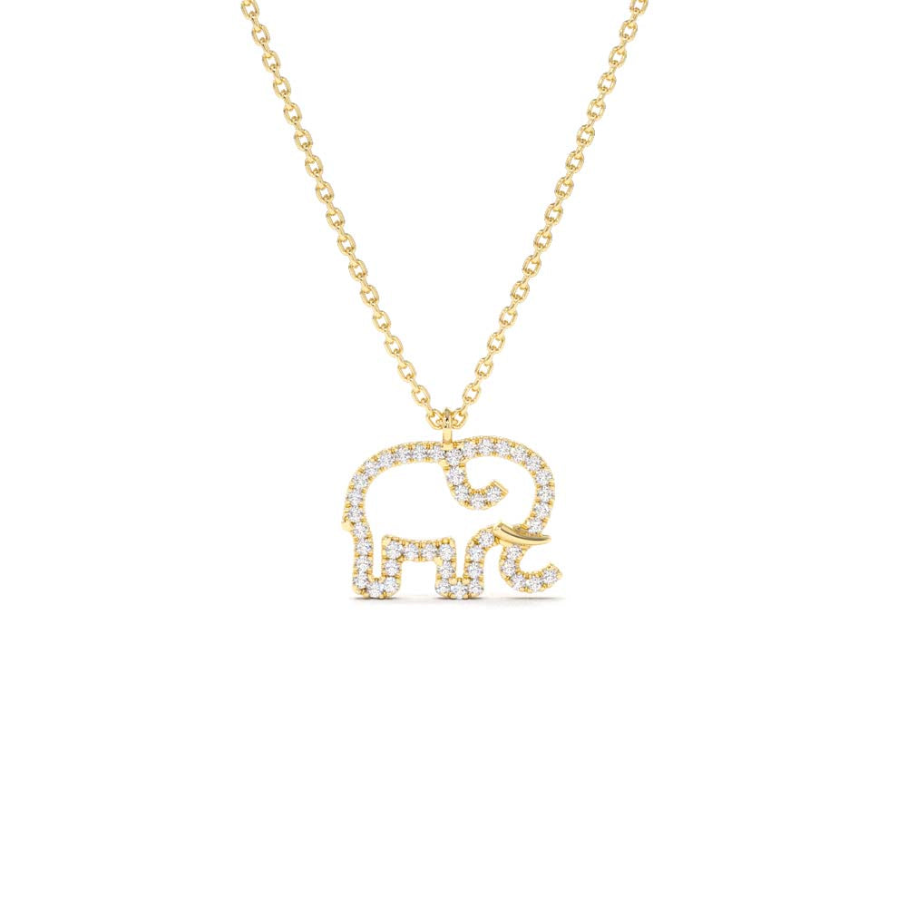 Diamond Elephant Charm Necklace in 14K Gold — view 1