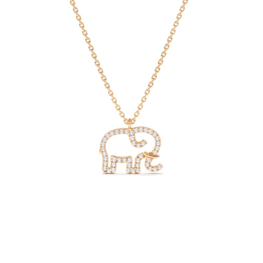 Diamond Elephant Charm Necklace in 14K Gold — view 3