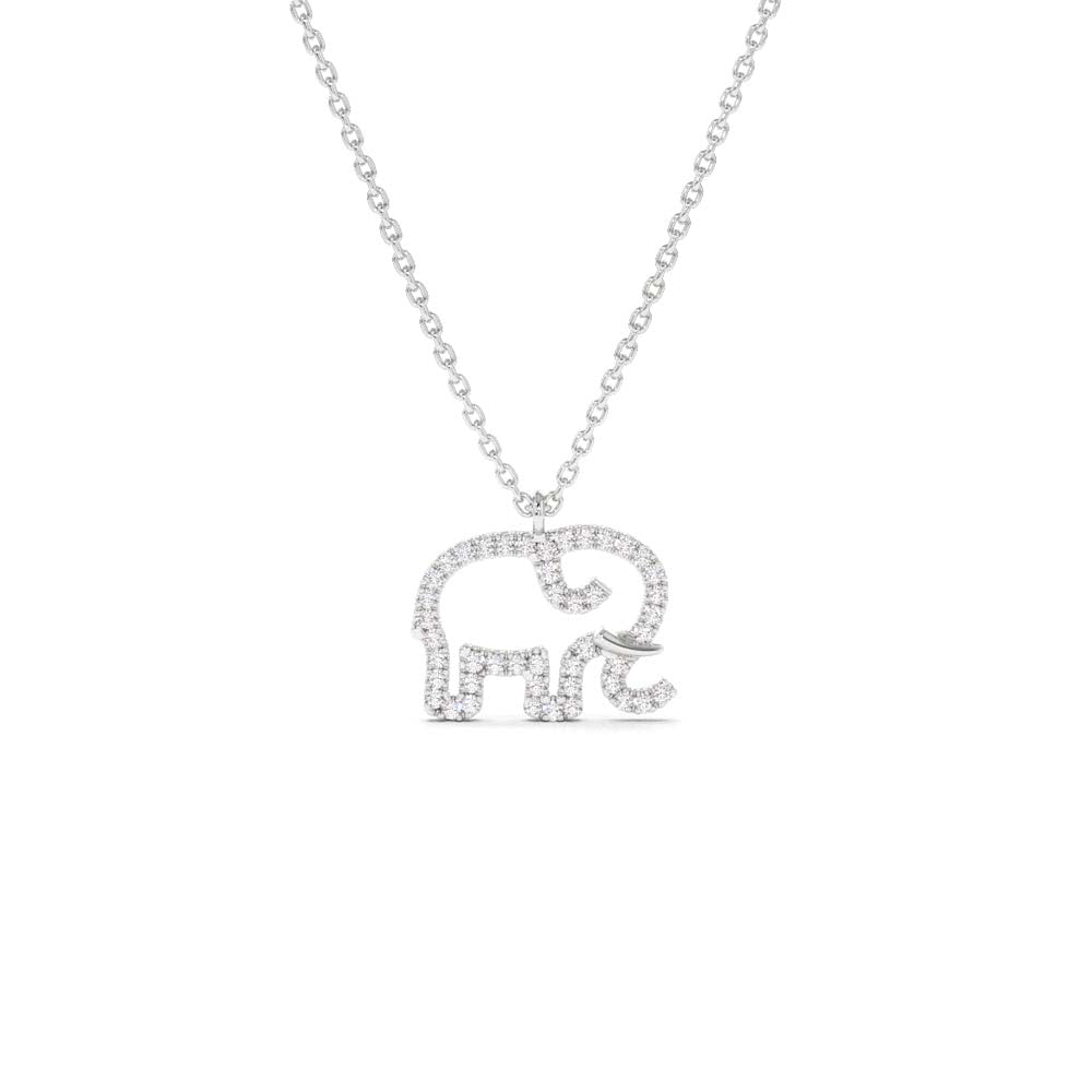 Diamond Elephant Charm Necklace in 14K Gold — view 2