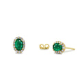 Oval Cut Emerald Diamond Earrings in 14K Gold — view 1