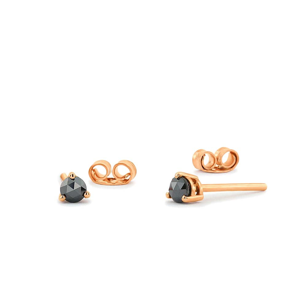 Rose Cut Black Diamond Earrings in 14K Gold — view 3