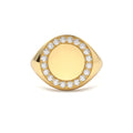 Diamond Round Signet Ring in 14K Gold — view 1