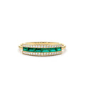 Baguette Emerald and Diamonds Ring in 14K Gold — view 1