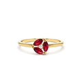Ruby Cluster Diamond Ring in 14K Gold — view 1
