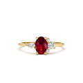 Diamond and Oval Ruby Ring in 14K Gold — view 1