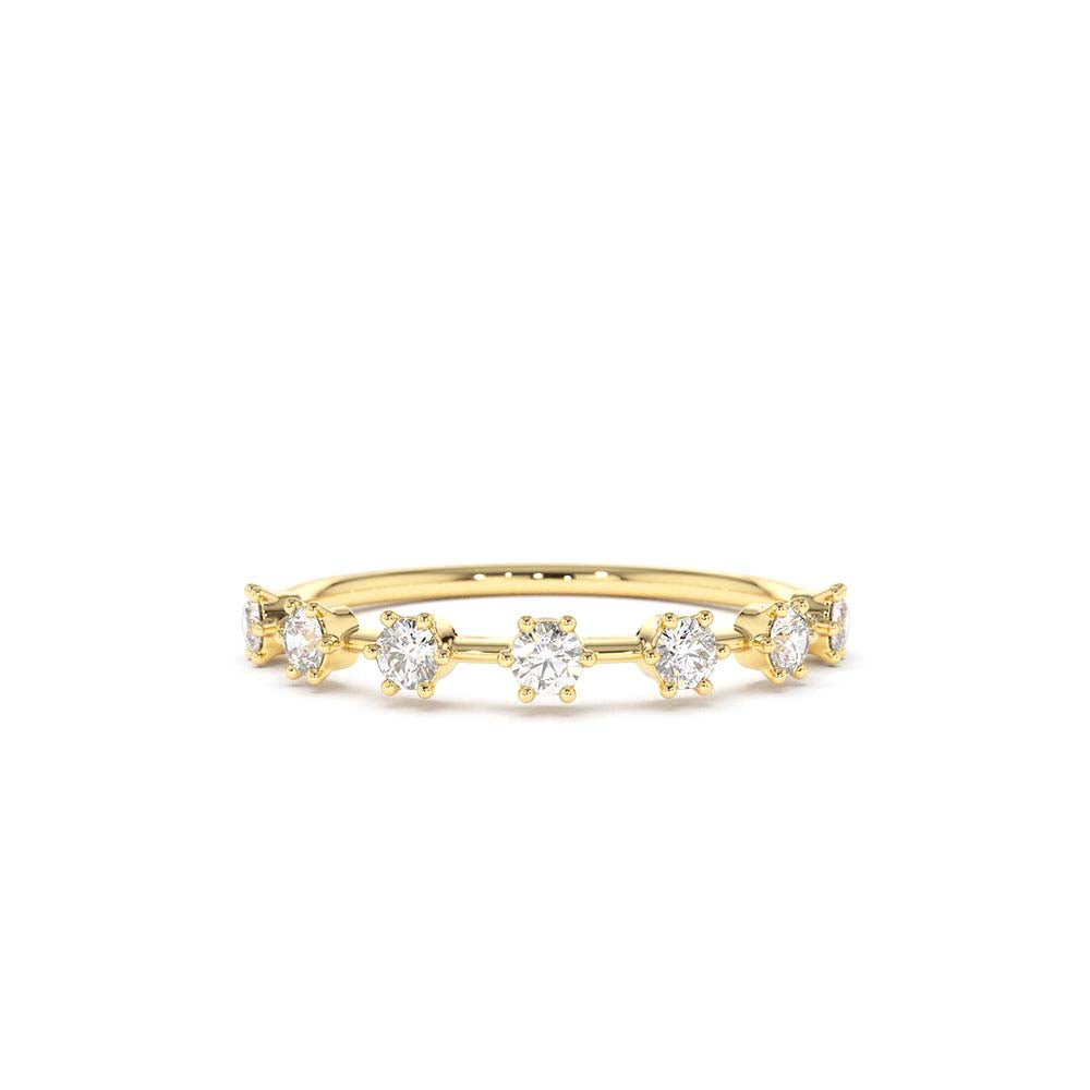 7 Stone Round Diamond Wedding Ring in 14K Gold — view 1