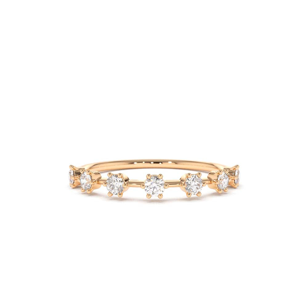7 Stone Round Diamond Wedding Ring in 14K Gold — view 4
