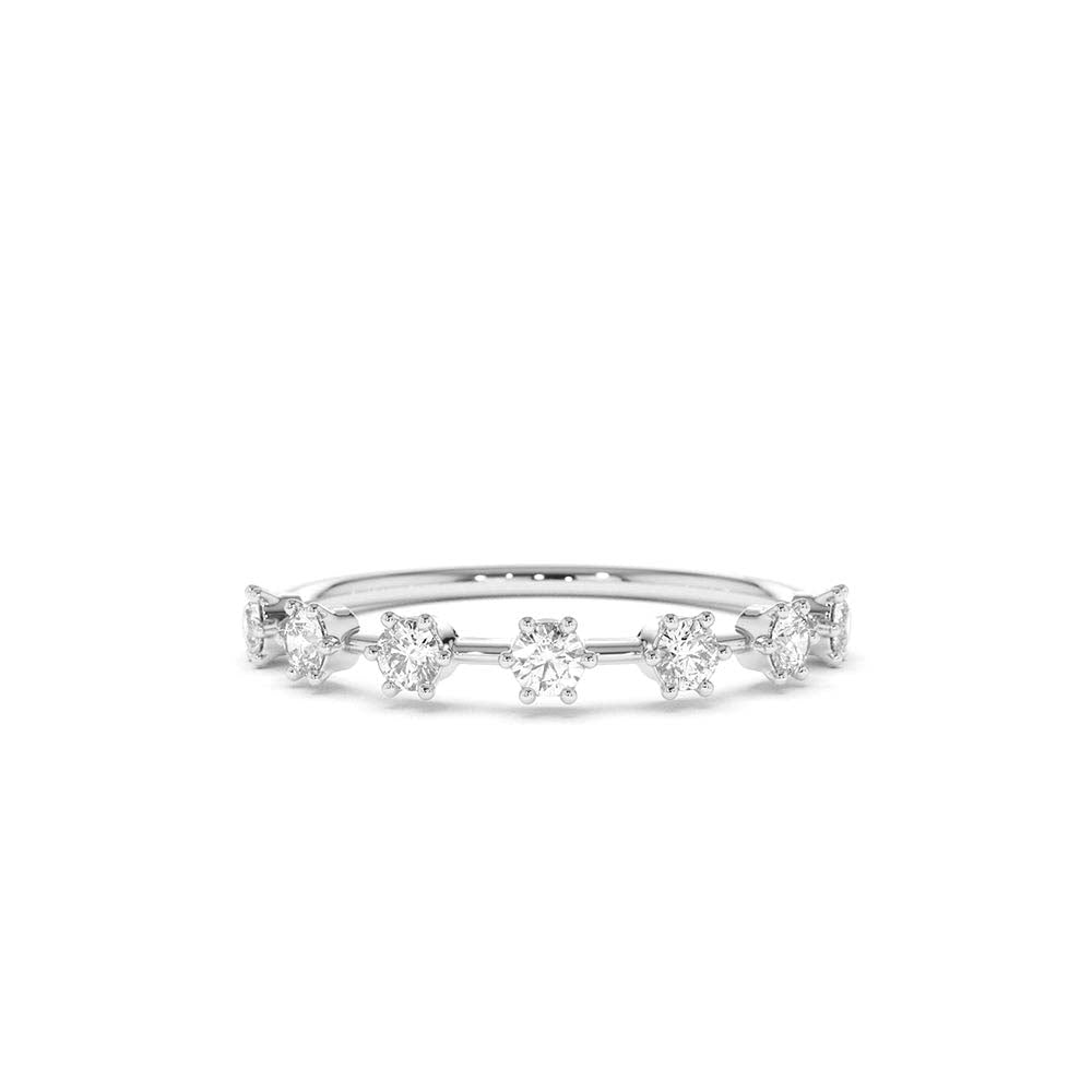 7 Stone Round Diamond Wedding Ring in 14K Gold — view 3