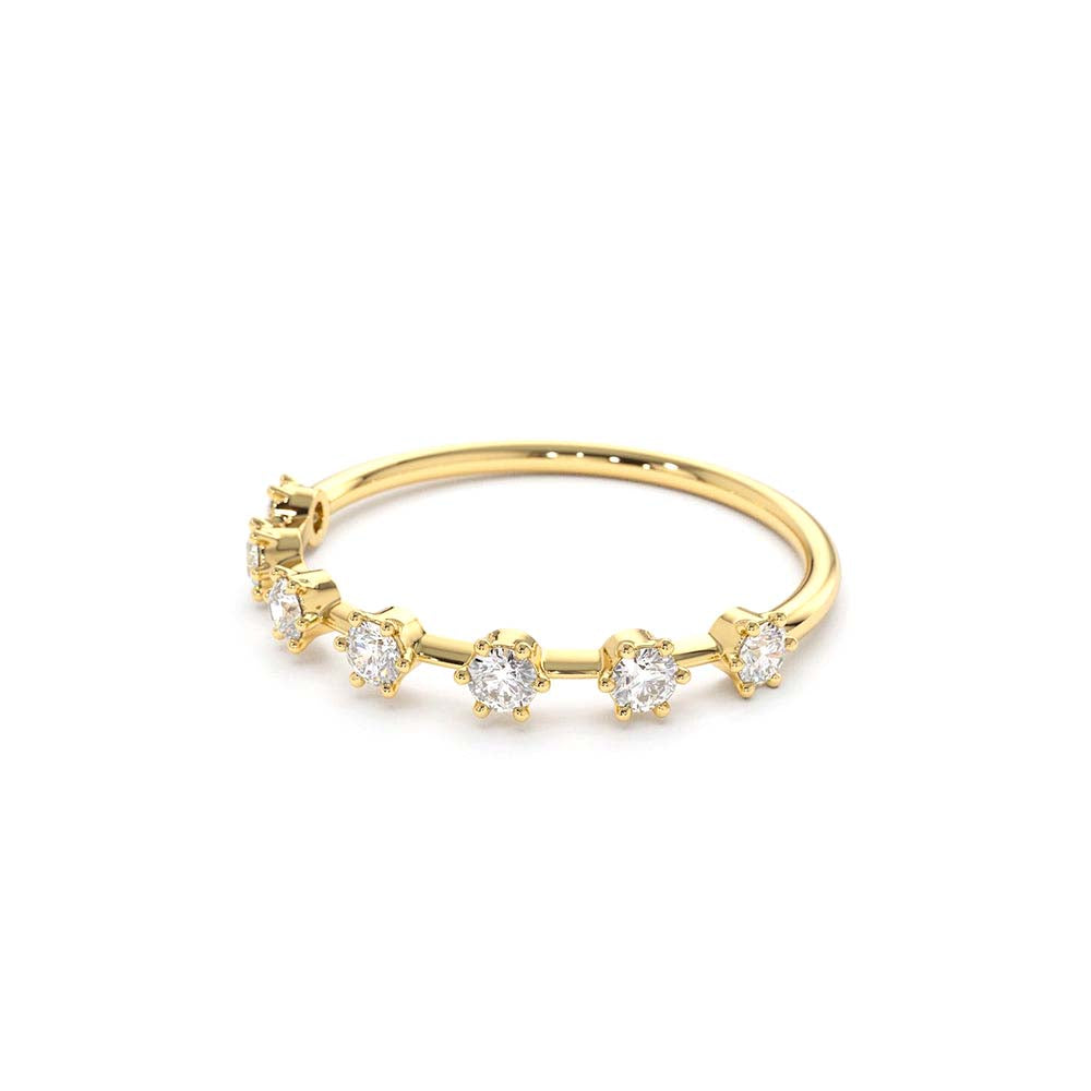 7 Stone Round Diamond Wedding Ring in 14K Gold — view 2