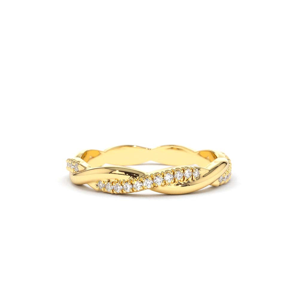 Weaving Braid Eternity Diamond Ring in 14K Gold — view 1