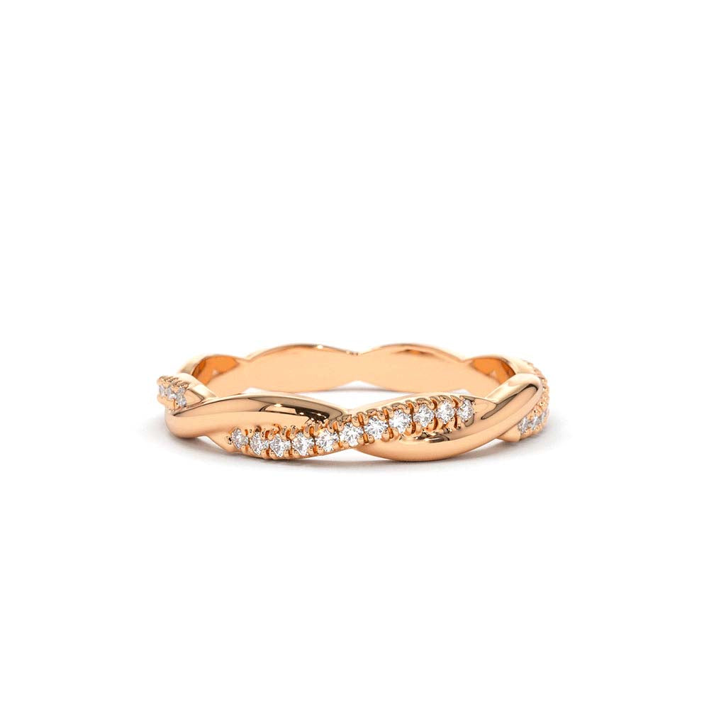 Weaving Braid Eternity Diamond Ring in 14K Gold — view 5