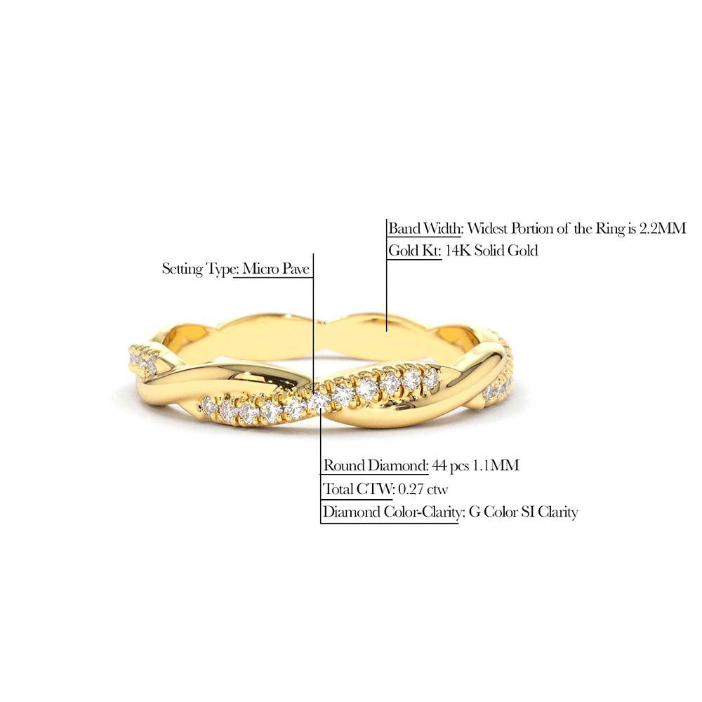 Weaving Braid Eternity Diamond Ring in 14K Gold — view 2