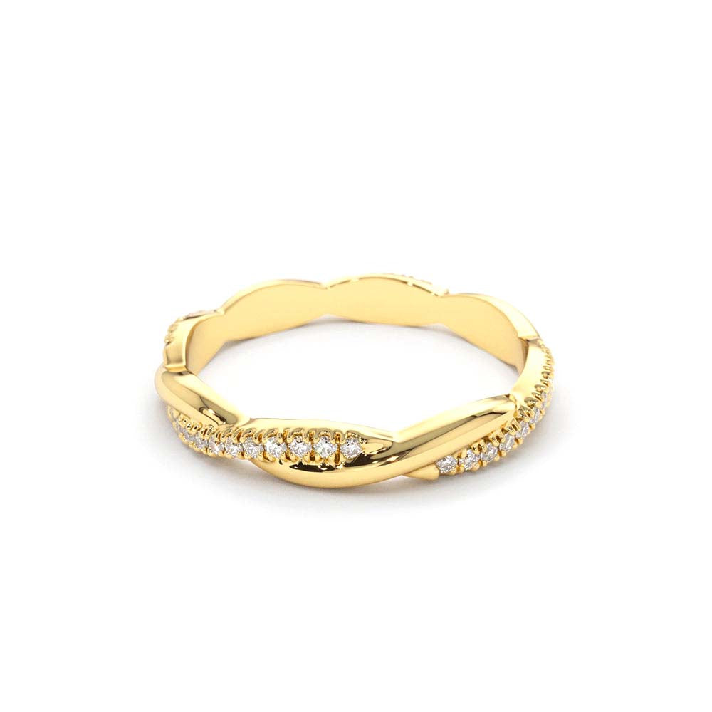 Weaving Braid Eternity Diamond Ring in 14K Gold — view 3