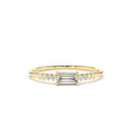 Baguette & Round Diamond Engagement Ring in 14K Gold — view 1