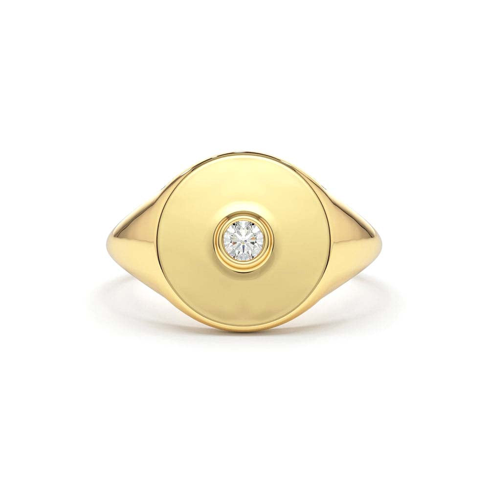 Diamond Pinky Signet Ring in 14K Gold — view 1