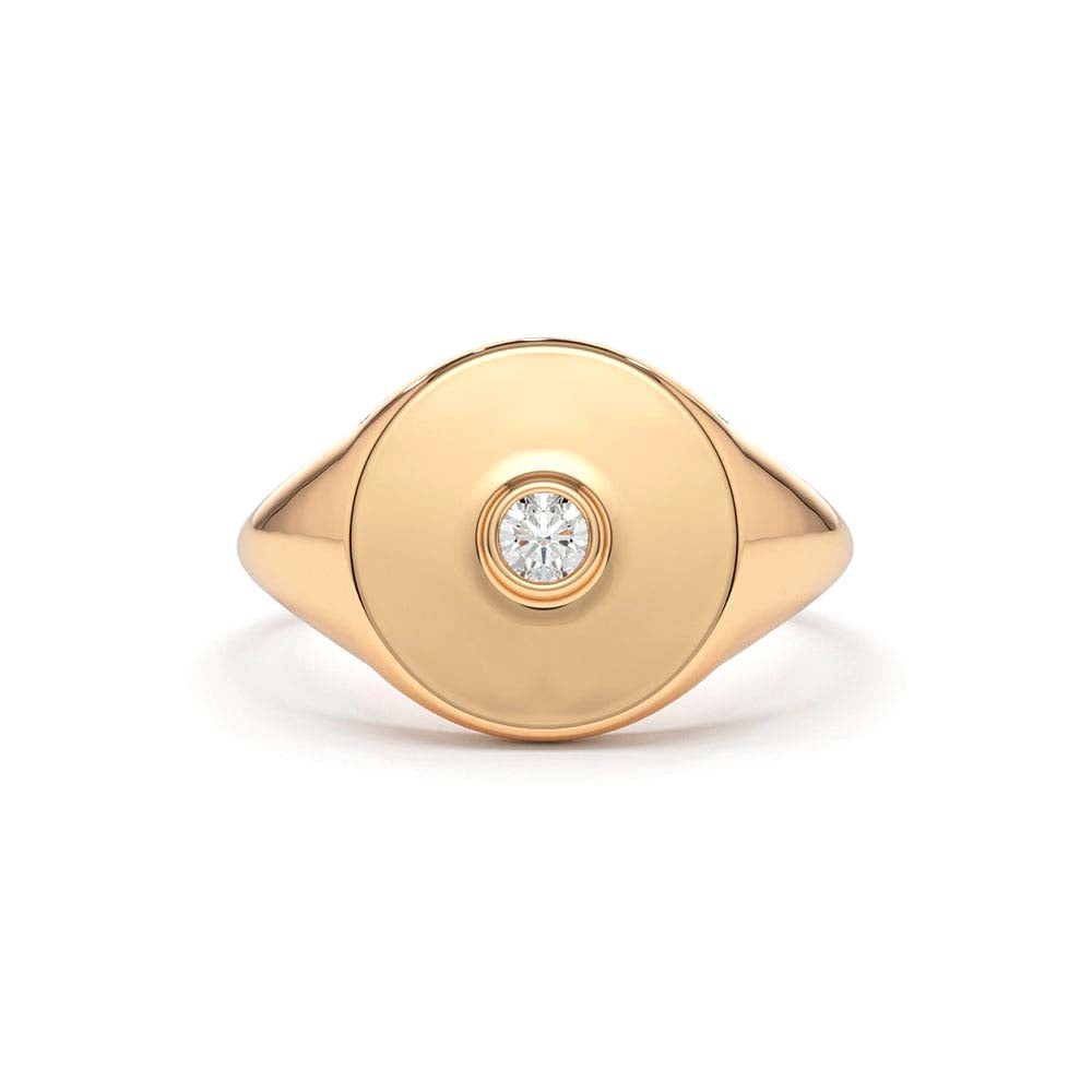 Diamond Pinky Signet Ring in 14K Gold — view 5