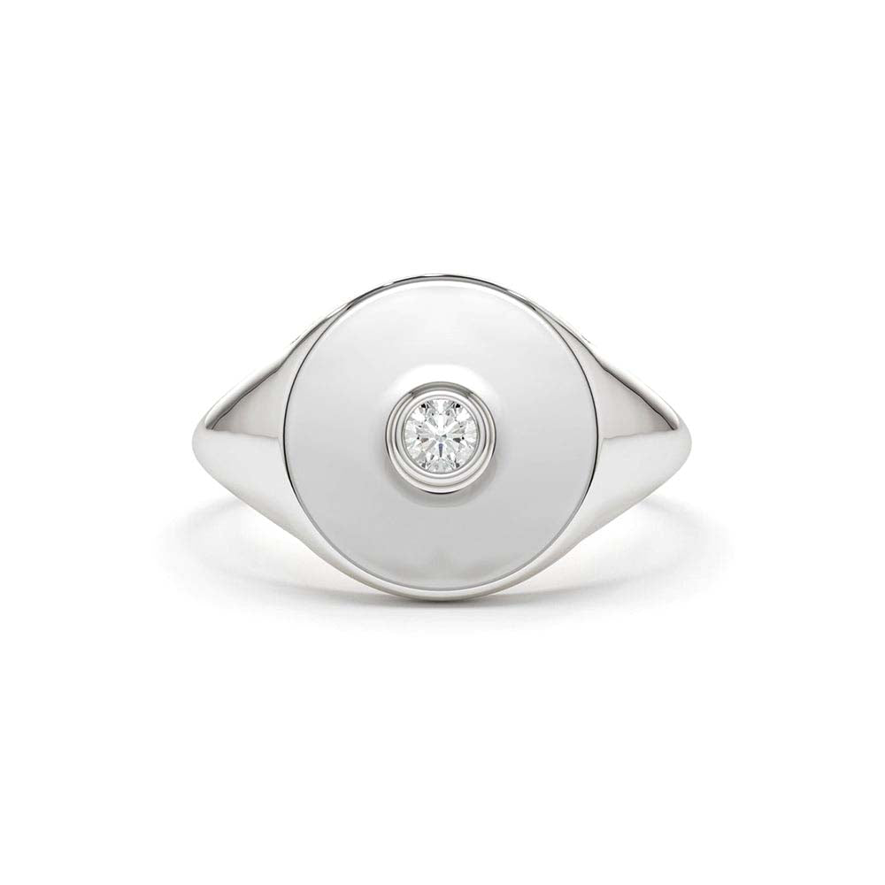 Diamond Pinky Signet Ring in 14K Gold — view 4