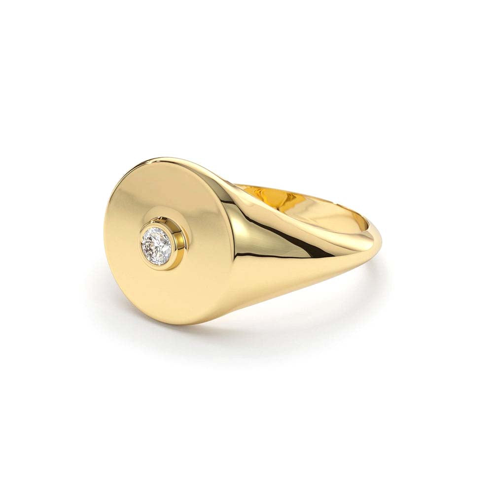 Diamond Pinky Signet Ring in 14K Gold — view 2
