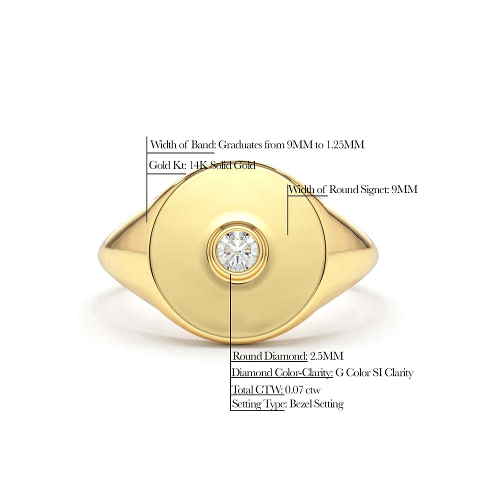 Diamond Pinky Signet Ring in 14K Gold — view 3
