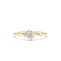 Slanted Baguette and Round Diamond Ring in 14K Gold — view 1