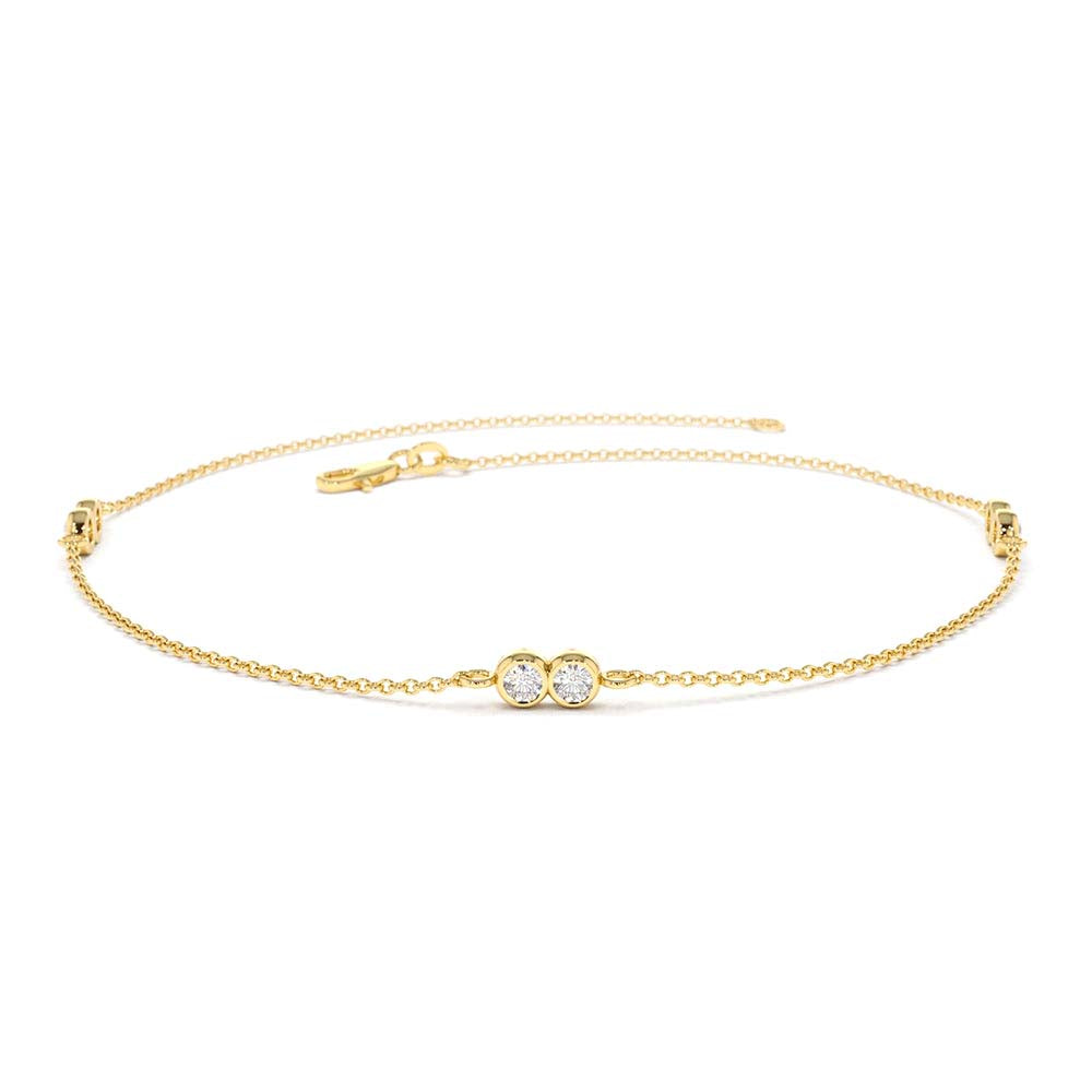 Double Diamond Station Bracelet in 14K Gold — view 1