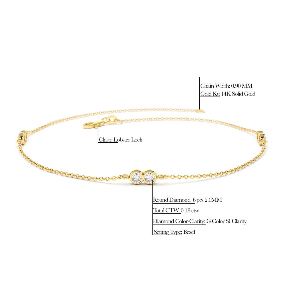 Double Diamond Station Bracelet in 14K Gold — view 6