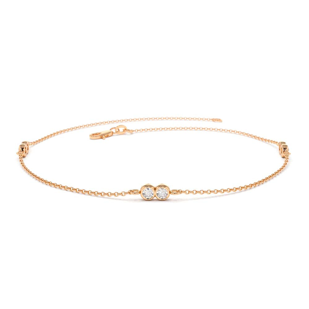 Double Diamond Station Bracelet in 14K Gold — view 5