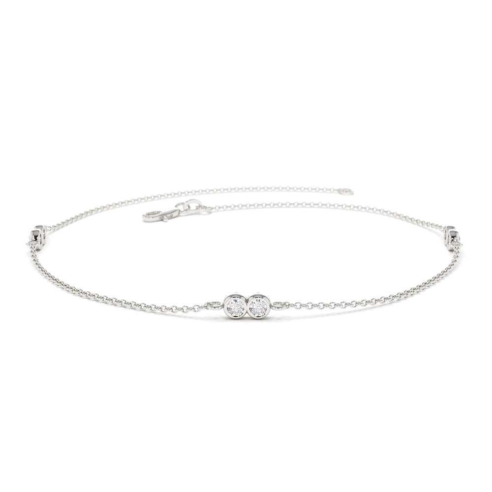 Double Diamond Station Bracelet in 14K Gold — view 4