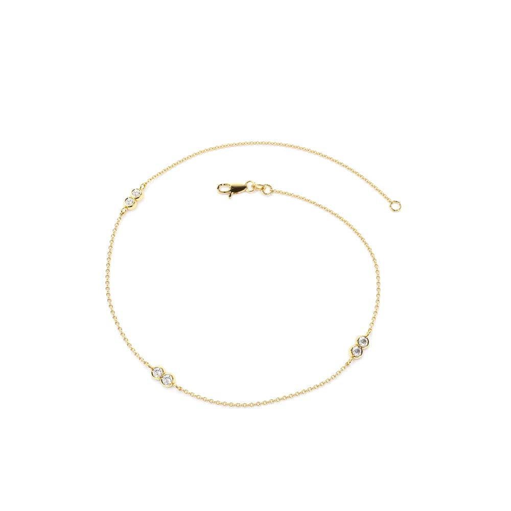 Double Diamond Station Bracelet in 14K Gold — view 2
