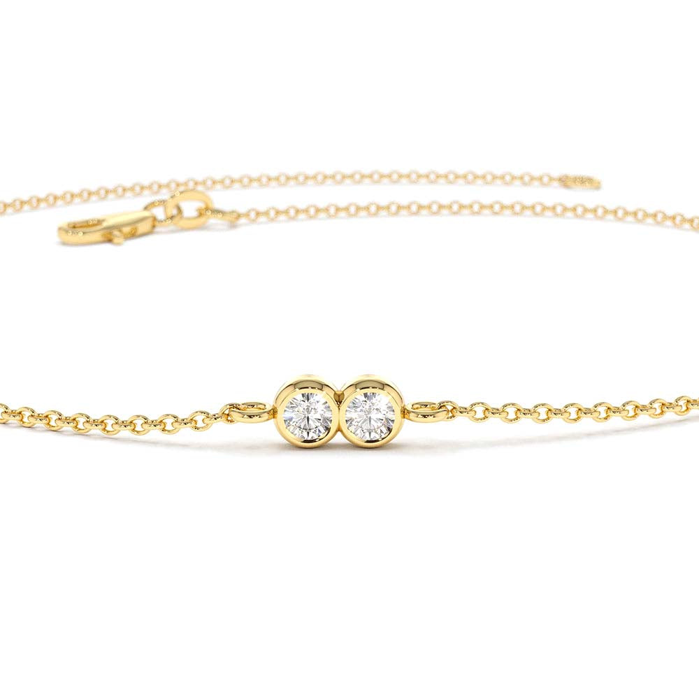 Double Diamond Station Bracelet in 14K Gold — view 3