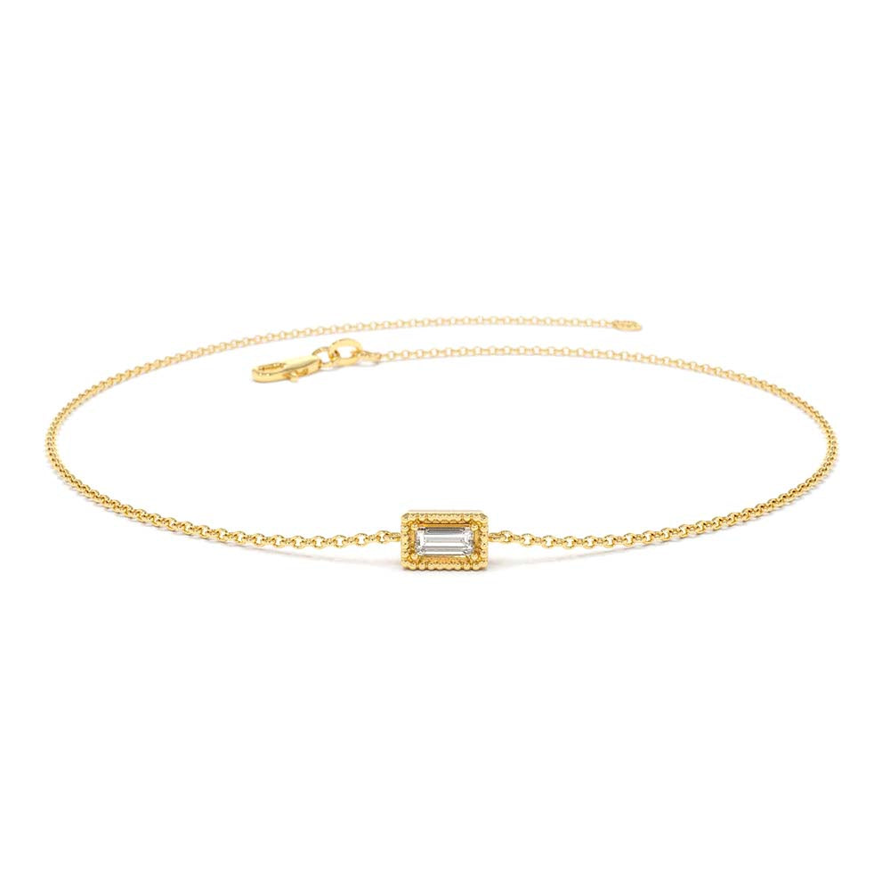 Dainty Baguette Diamond Bracelet in 14K Gold — view 1