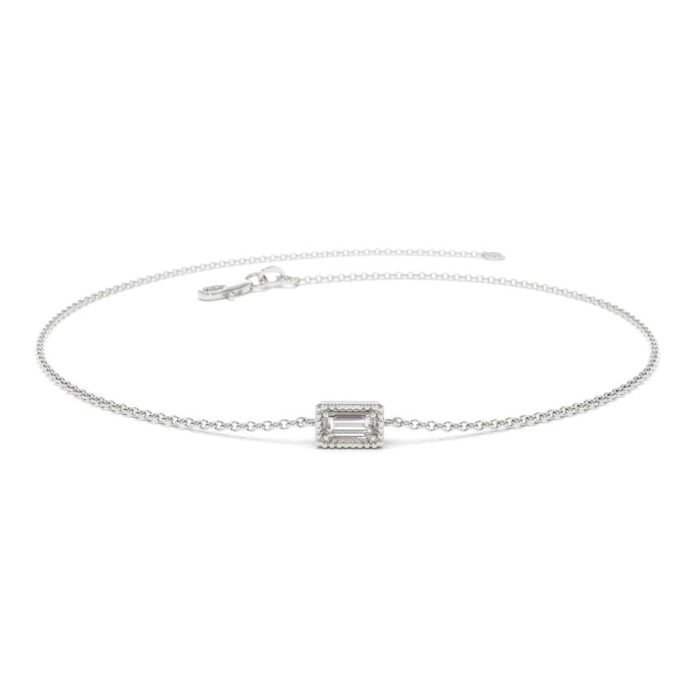 Dainty Baguette Diamond Bracelet in 14K Gold — view 5