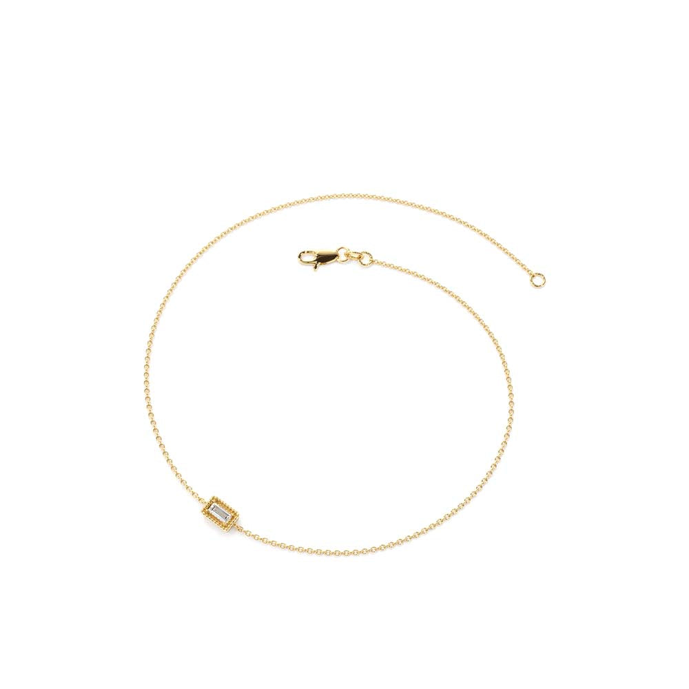 Dainty Baguette Diamond Bracelet in 14K Gold — view 3